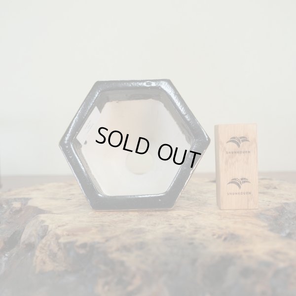 画像3: 万年青鉢 / 六角 / 加茂黒 / ワイドサイズ / （5.0号）A-188